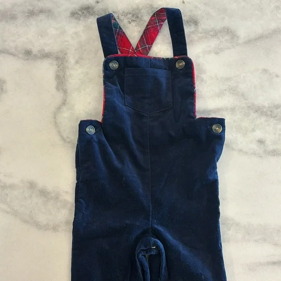 Kids Boy Toddler Blue with red plaid overalls sz 24 month - Picture 2 of 4